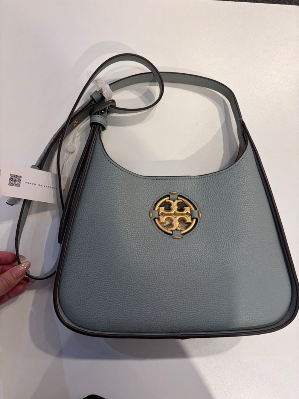 Tory Burch Miller Small Shoulder Bag Leather with Gold Logo Blue